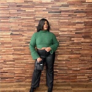 Hanifa Green Cowl Neck Sweater